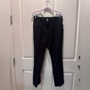 Chico's Black Straight-Leg Pants with Gold-Tone Waist Button